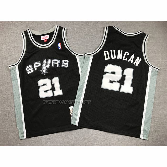 Camiseta Nino San Antonio Spurs Tim Duncan NO 21 Mitchell & Ness 1998-99 Negro